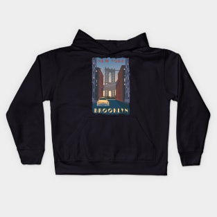 Brooklyn Bridge New York City Vintagw Travel Poster Design Gifts Kids Hoodie